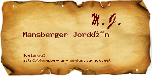 Mansberger Jordán névjegykártya